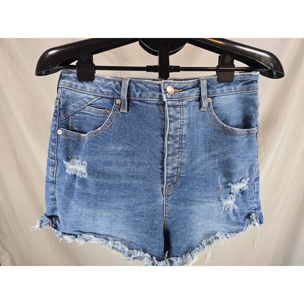 We The Free CRVY Womens Cotton Blend Distressed Button Cut-Off Shorts Size 30